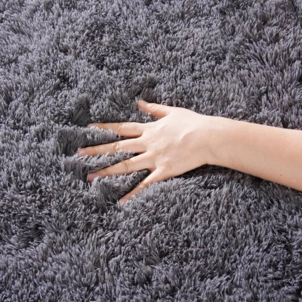 New 4x6 Area Rug, Grey Fluffy Soft Shaggy Carpet for Living Room, Bedroom Decor